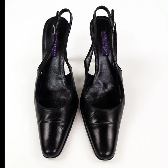 Ralph Lauren Purple Label Black Slingback Heels Pumps - Picture 3 of 7
